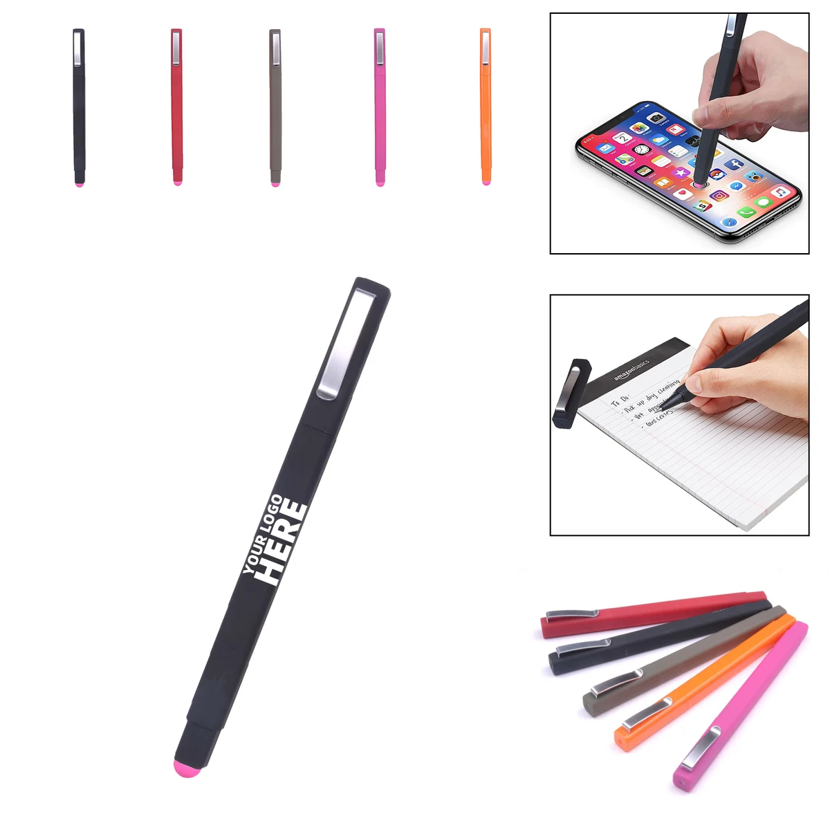 Printed Ambassador Square Ballpoint Stylus Pens 1