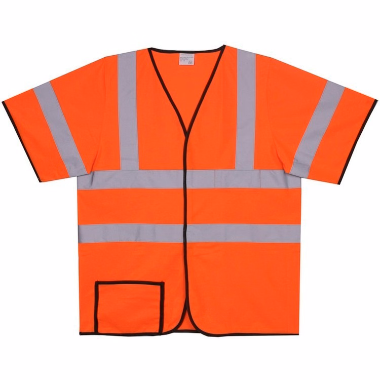 Polyester Orange Solid Safety Short Sleeve Jersey SV182