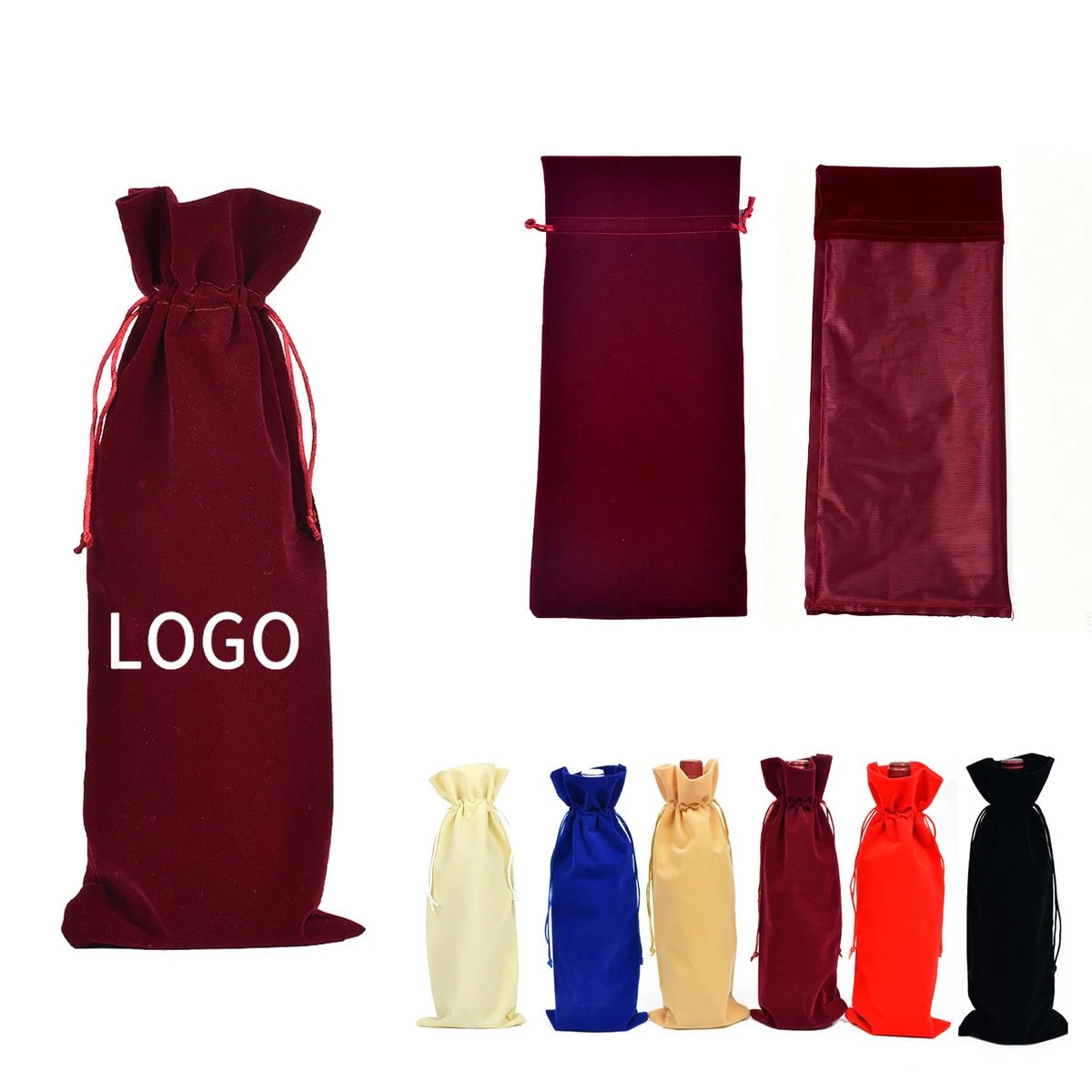 Fleece Drawstring Wine Bottle Holder 1