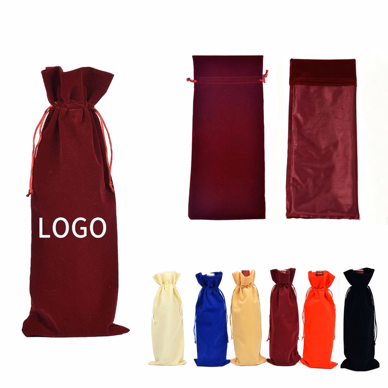 Fleece Drawstring Wine Bottle Holder