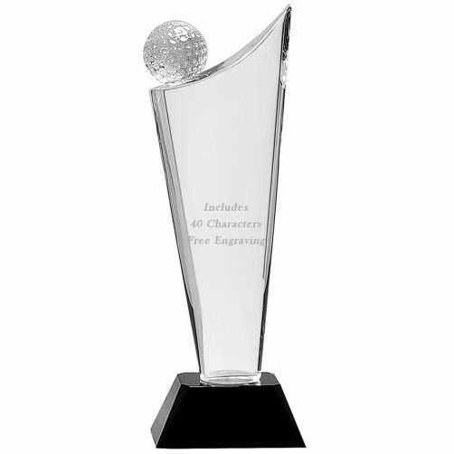 Crystal: 10.75" Golf Wave on black base