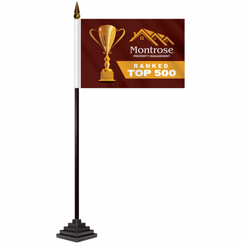 4" x 6" Single Reverse Stick Flag with Pyramid Stick Flag Base