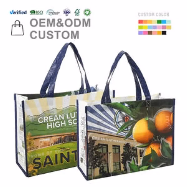 Reuseable Shopping Tote Laminated Handled With Logo Printing