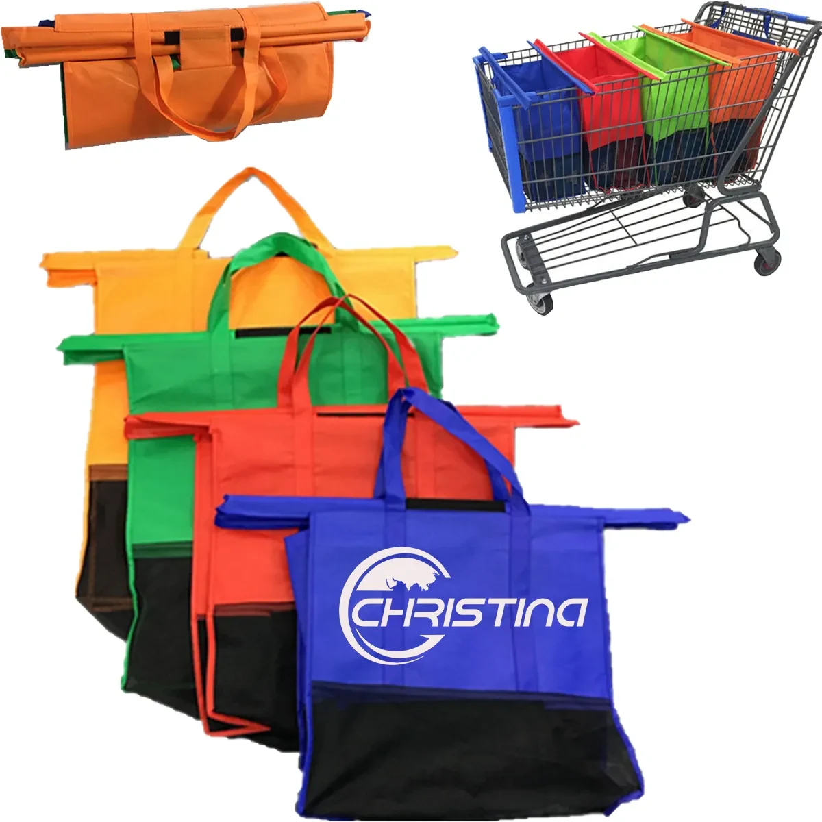 Reusable Folding Trolley Bags For Grocery Shopping Cart 1