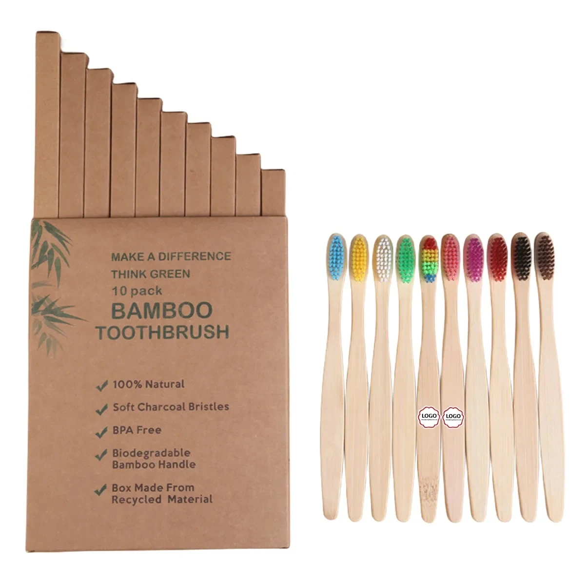 Natural Bamboo Toothbrushes(10pcs in a set) 1