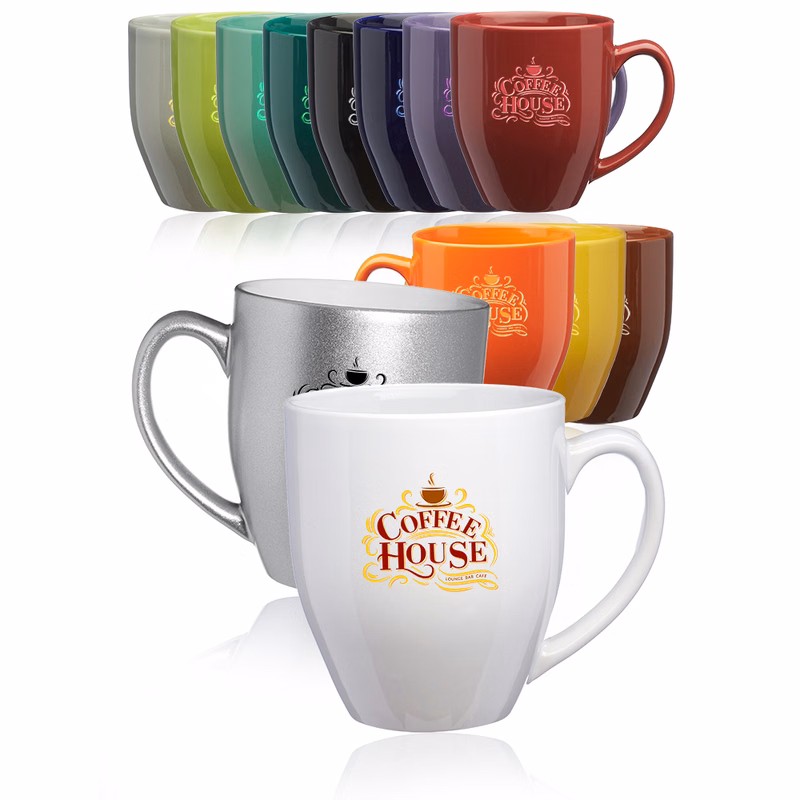 16 oz. Bistro Glossy Personalized Coffee Mug - Colors