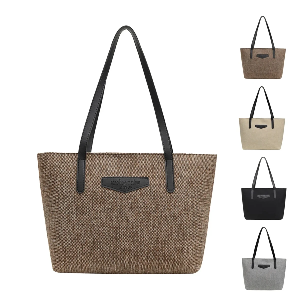 Casual all-in-one cotton and linen large capacity tote handb, custom tote bag with logo imprint 1