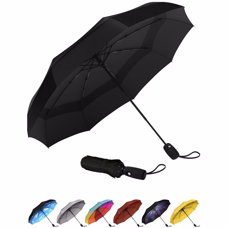 Portable Travel Umbrella - Umbrellas for Rain Windproof, Strong Compact Umbrella for Wind and Rain,