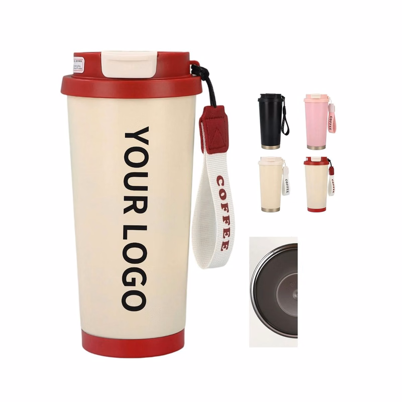 Portable Stainless Steel Coffee Cup with Carrying Rope