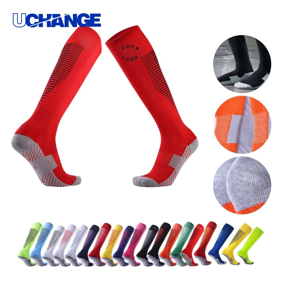 Long Soccer Socks with Breathable Polyester Fabric for Team Sports 1