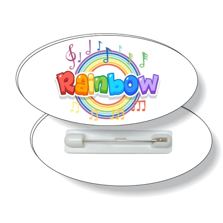 .050 White Plastic Badge with Safety Pin / oval (1.5" x 3") 4CP 1