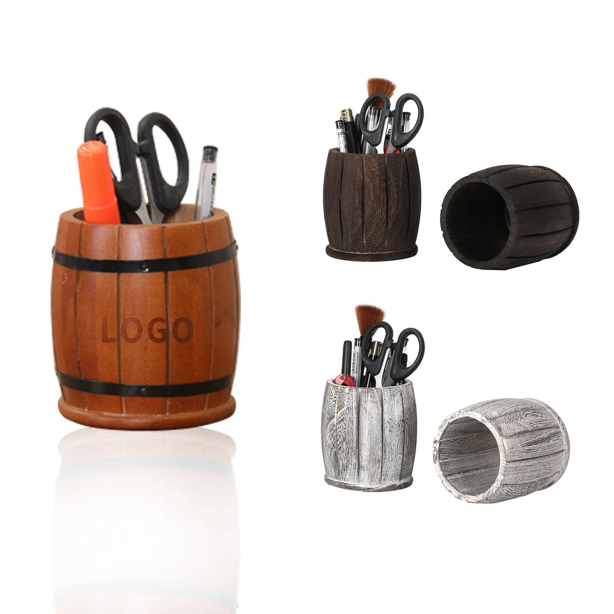 Desktop Natural Wooden Pen Hold Container 1