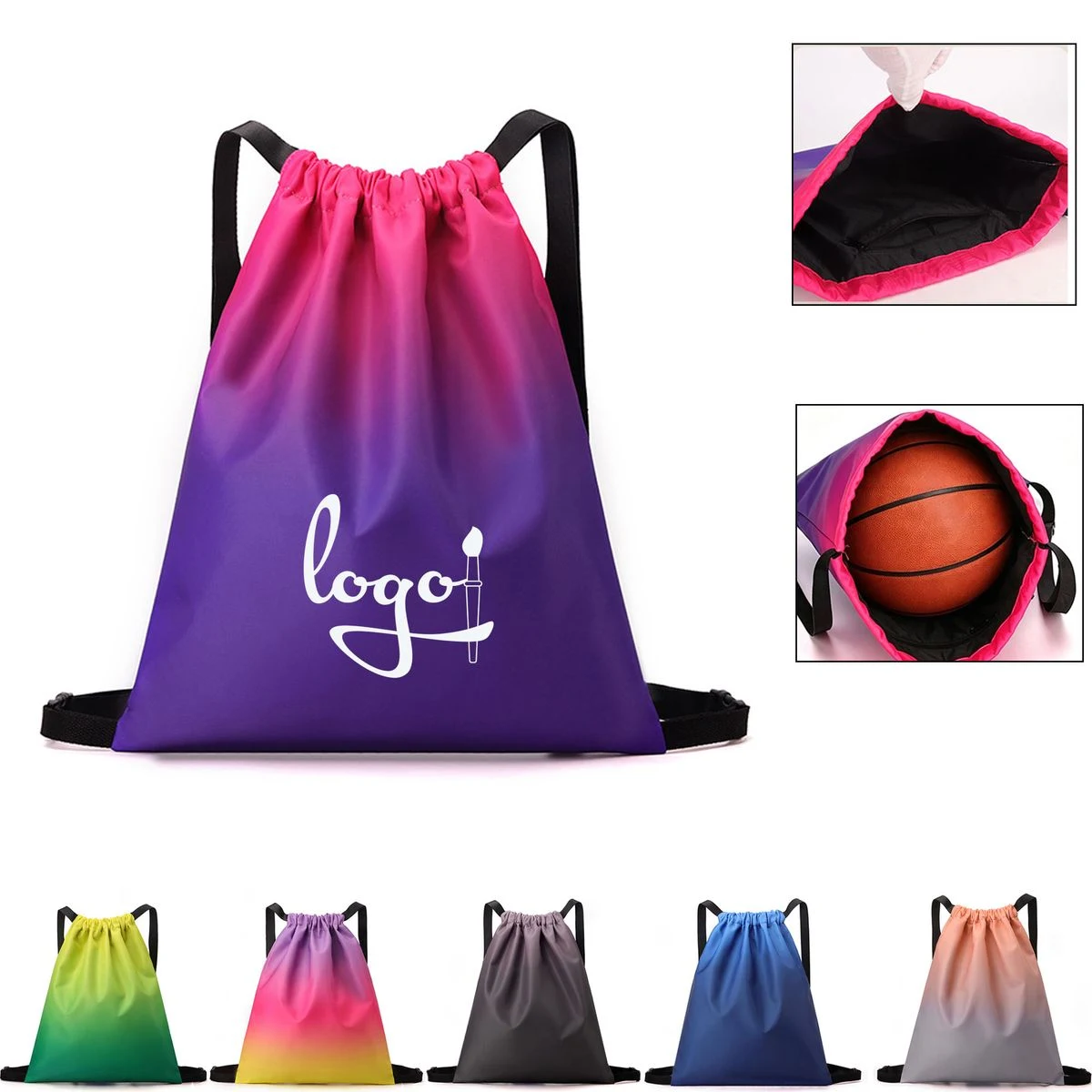Gradient Lightweight Drawstring Backpack 1