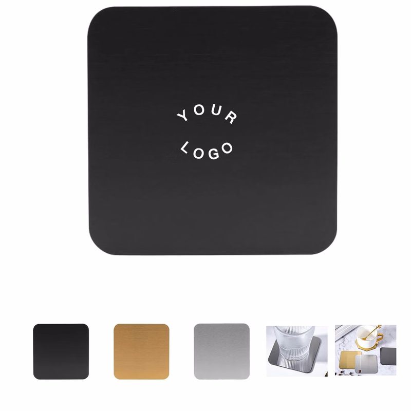 Stainless Steel Drink Coaster with Non Slip Base