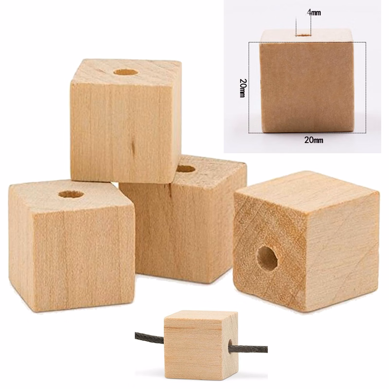 13/16" Unfinished Natural Square Wooden Beads