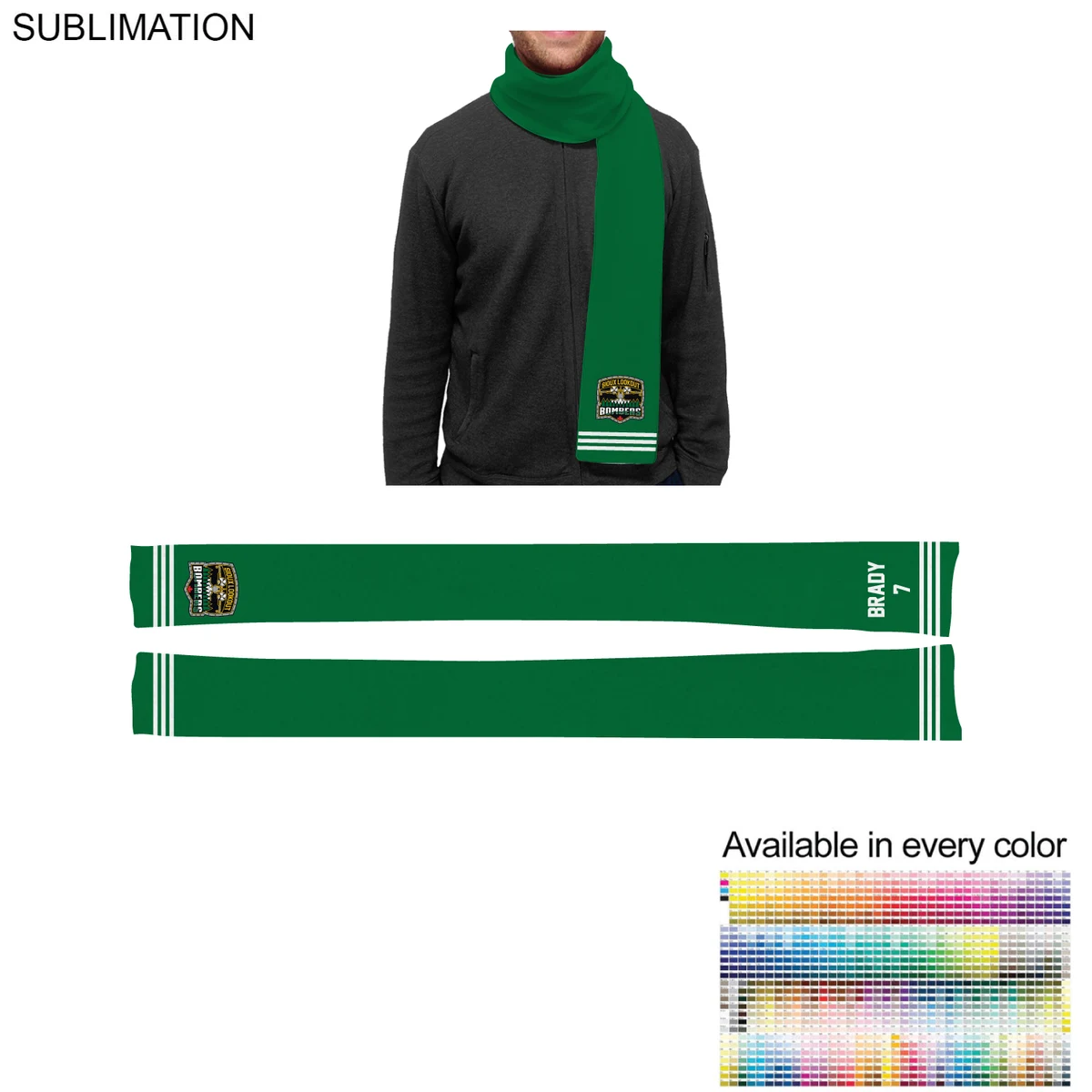 Team Scarf With Team logo (Included) And Personalization (Extra), 6x60, Sublimated 2 sides 1