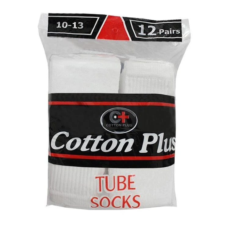 Cotton Plus Ladies Tube Socks White Size 9-11 1