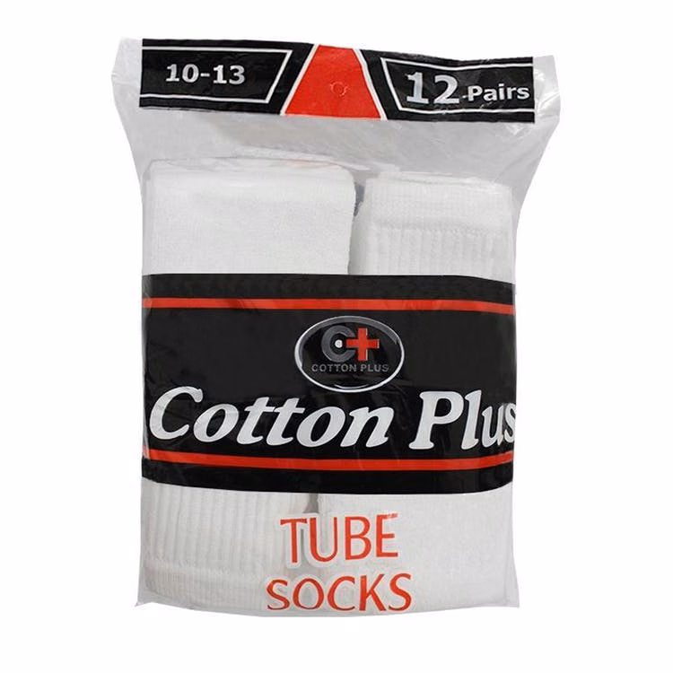 Cotton Plus Ladies Tube Socks White Size 9-11