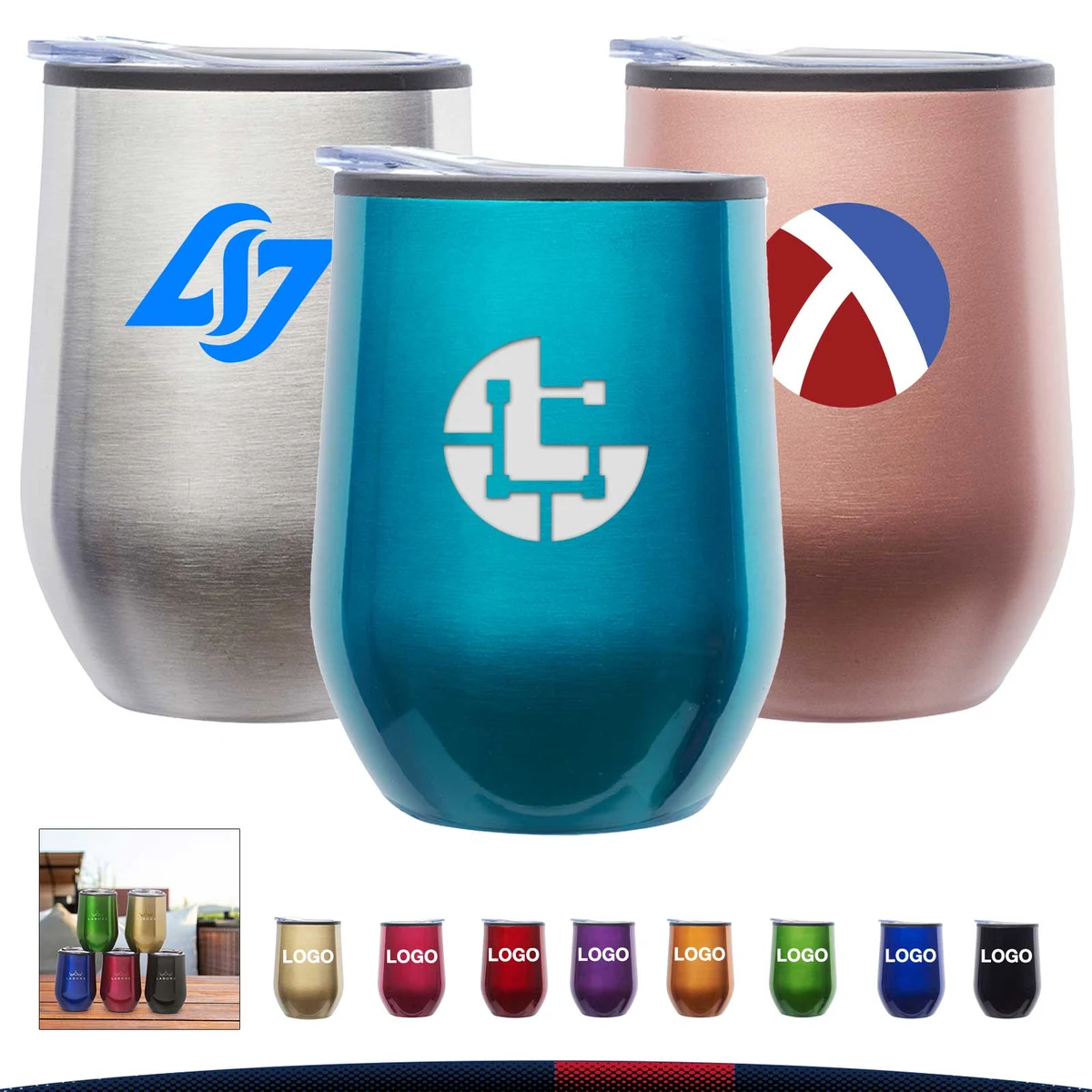 12 oz. Stemless Glasses with Lids 1