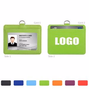 Horizontal Dual Side PU Leather Card Holder