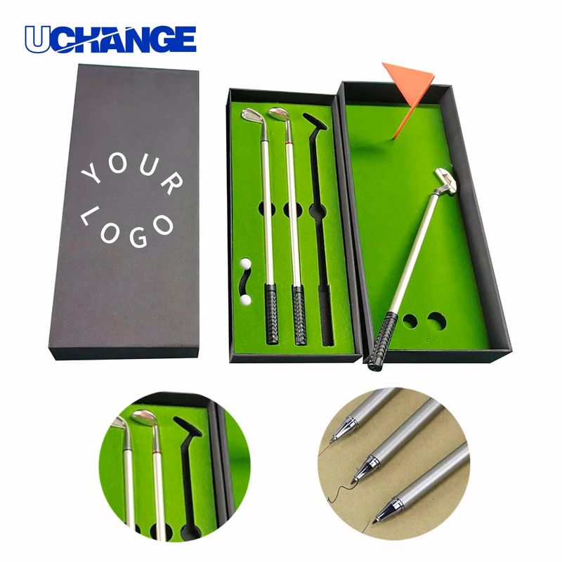 Golf Club Pen Gift Set Kit with Three Club Pens