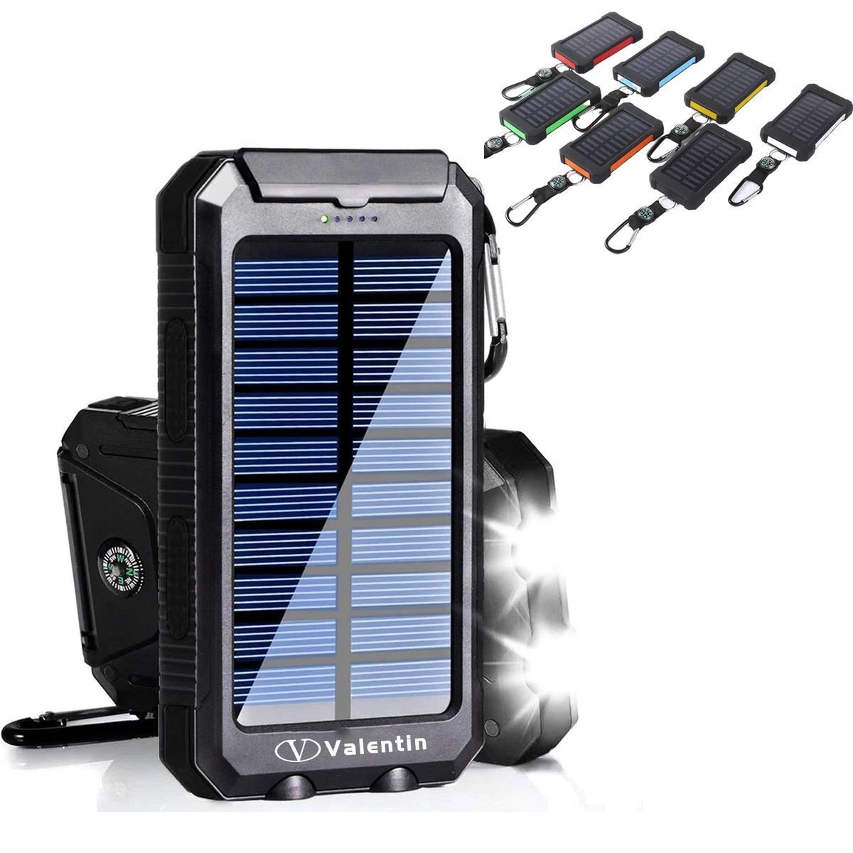 8000Mah Waterproof Compass Solar Power Bank With Flashlight 1