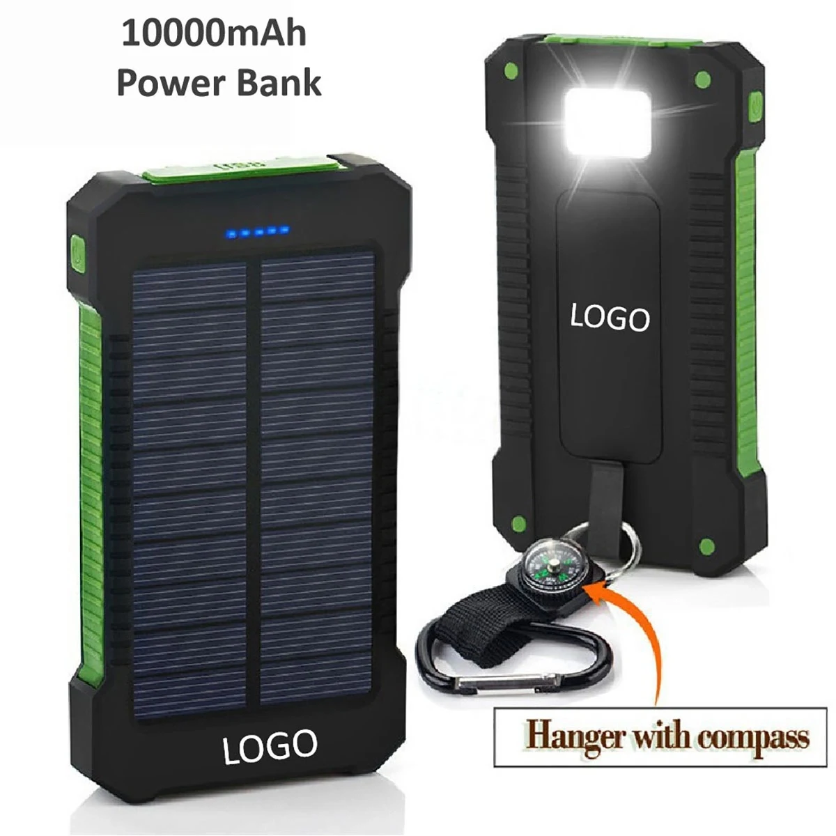 10000mAh Dual USB with LED Flashlight Solar Power Bank 1