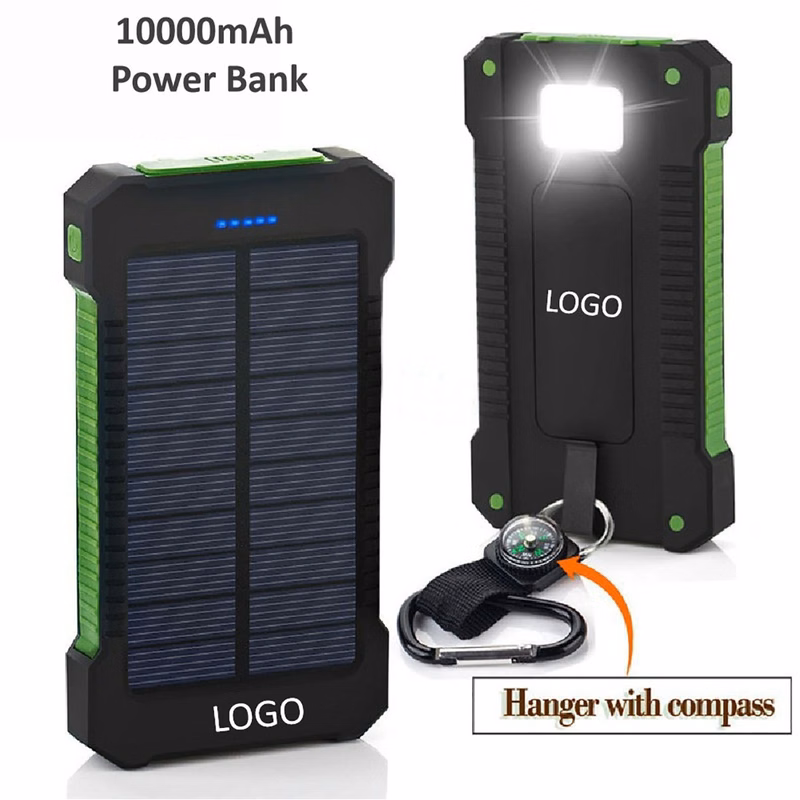 10000mAh Dual USB with LED Flashlight Solar Power Bank