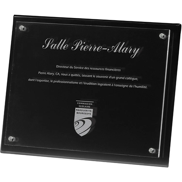 2 Panel Black Radiant Plaque (8"x 10"x 3/8") Laser Engraved 1