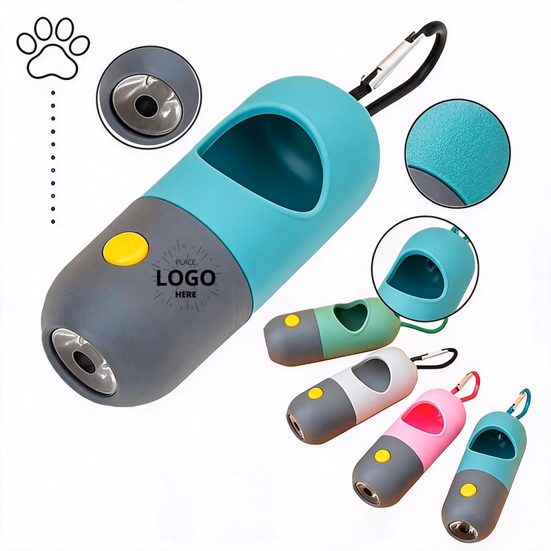 LED Flashlight Dog Poop Bag Dispenser with Carabiner