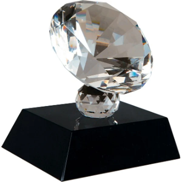 3 1/2 inch Crystal Diamond on Black Pedestal Base 1