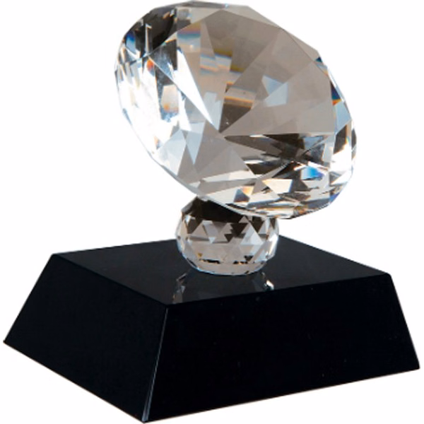 3 1/2 inch Crystal Diamond on Black Pedestal Base