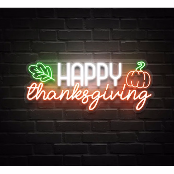Happy Thanksgiving Pumpkin Wall Decor Neon Sign