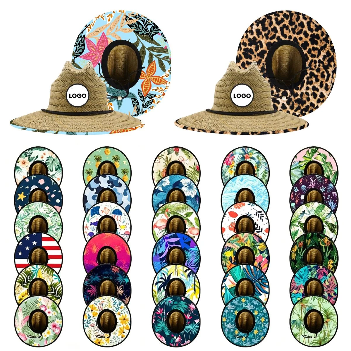 Premium Wide Brim Straw Hat with Printed Under Brim 1