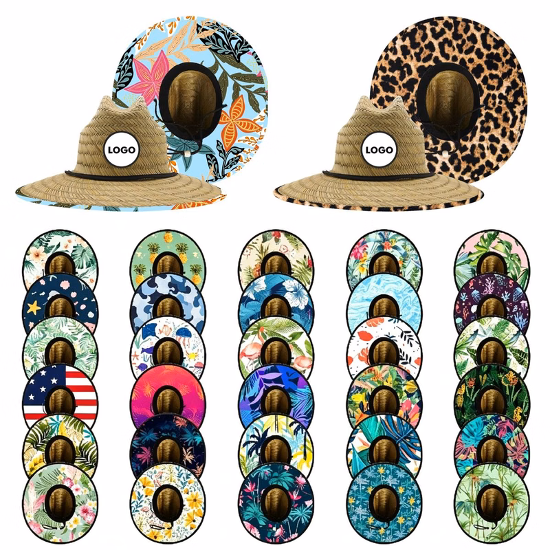 Premium Wide Brim Straw Hat with Printed Under Brim
