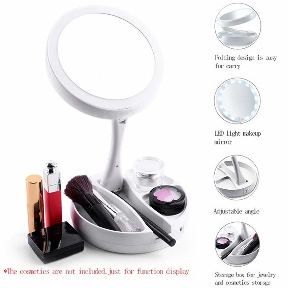 LED Lighted Foldable Double-Sided Mirror 1