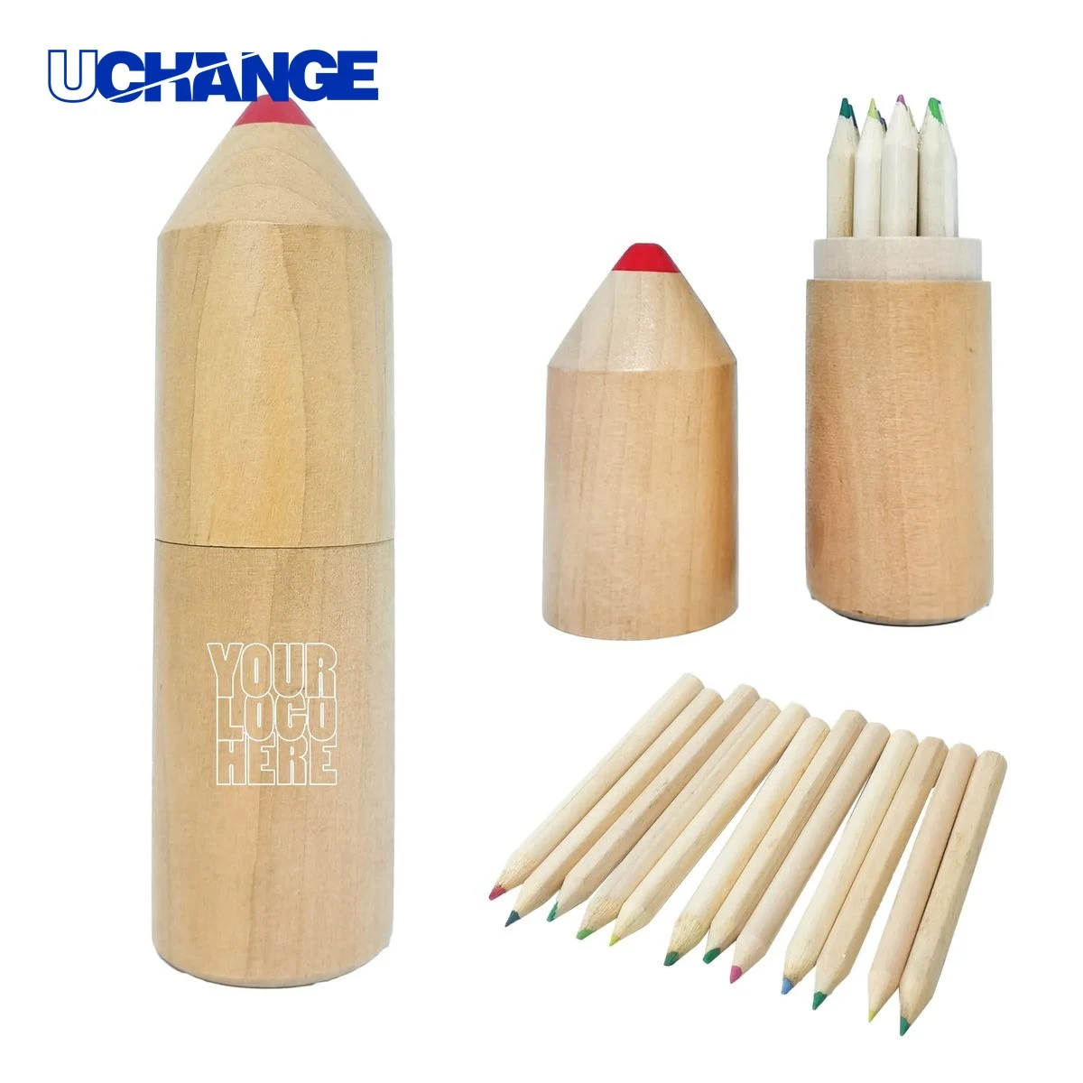 Colored Pencil Set In Wooden Barrel 1
