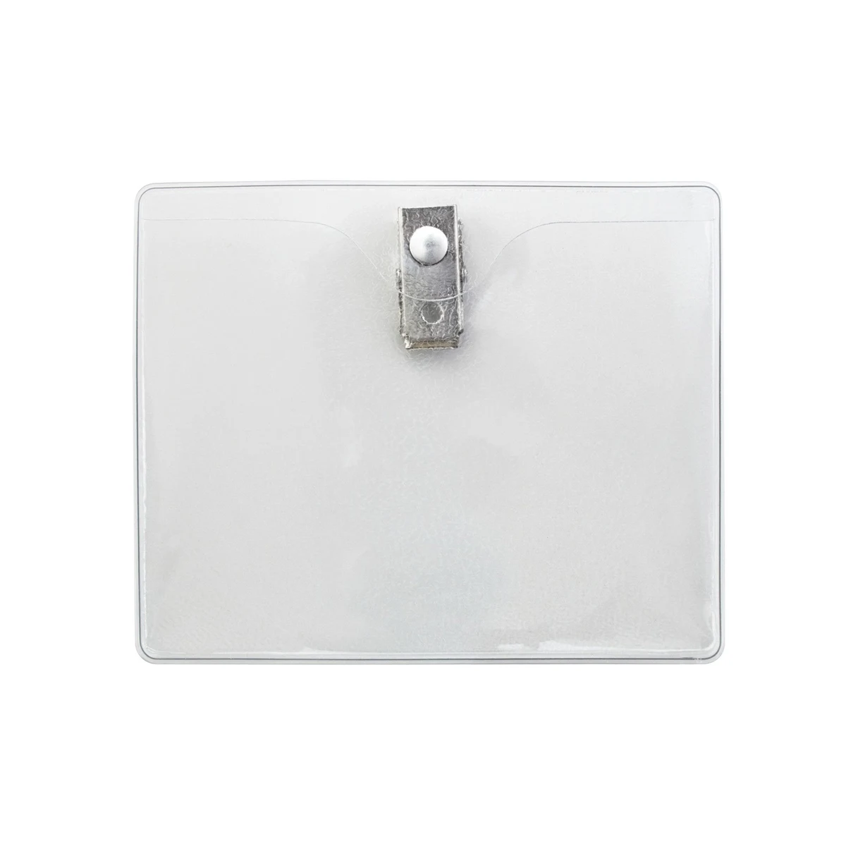 Horizontal Clear Top Load Vinyl Badge Holder w/ 2 Hole Clip 1