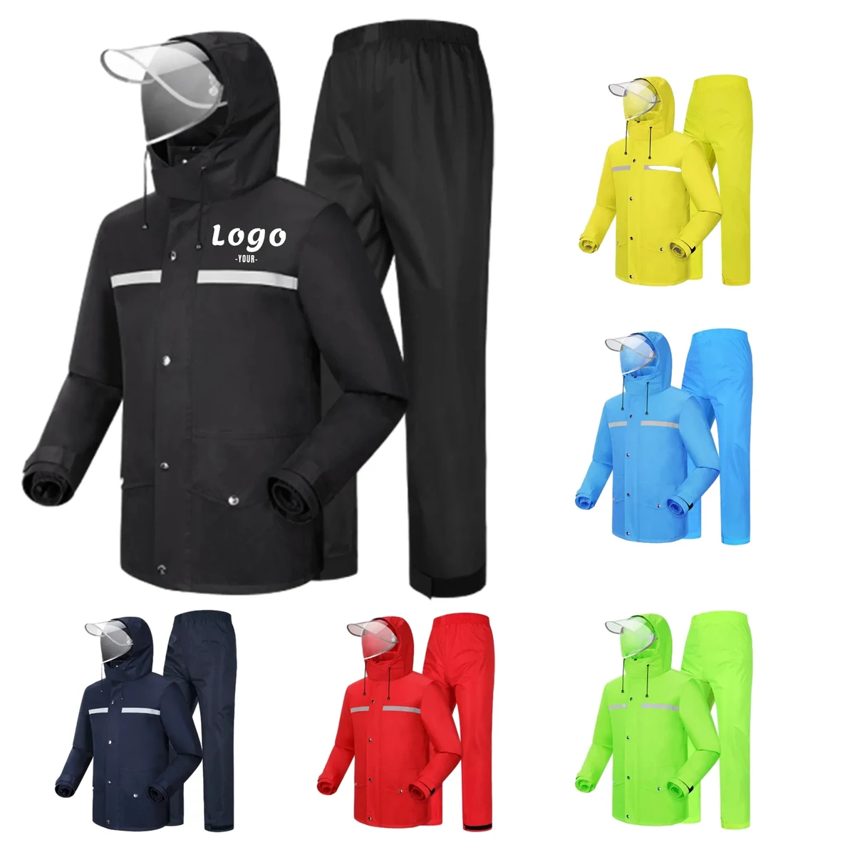 Waterproof Rain Jacket Trousers Two Piece Raincoat Outfits 1