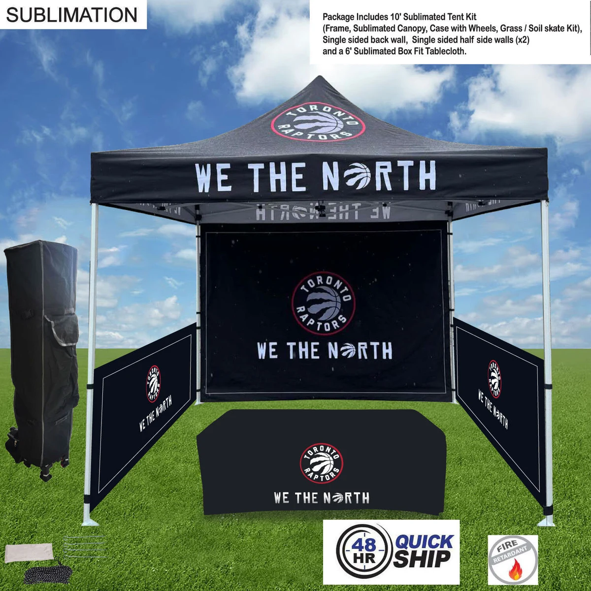 48Hr Quick Ship - Supreme Event Package, 10' Tent, Backwall, 2 Half sidewalls, 6' Box Fit Tablecloth 1
