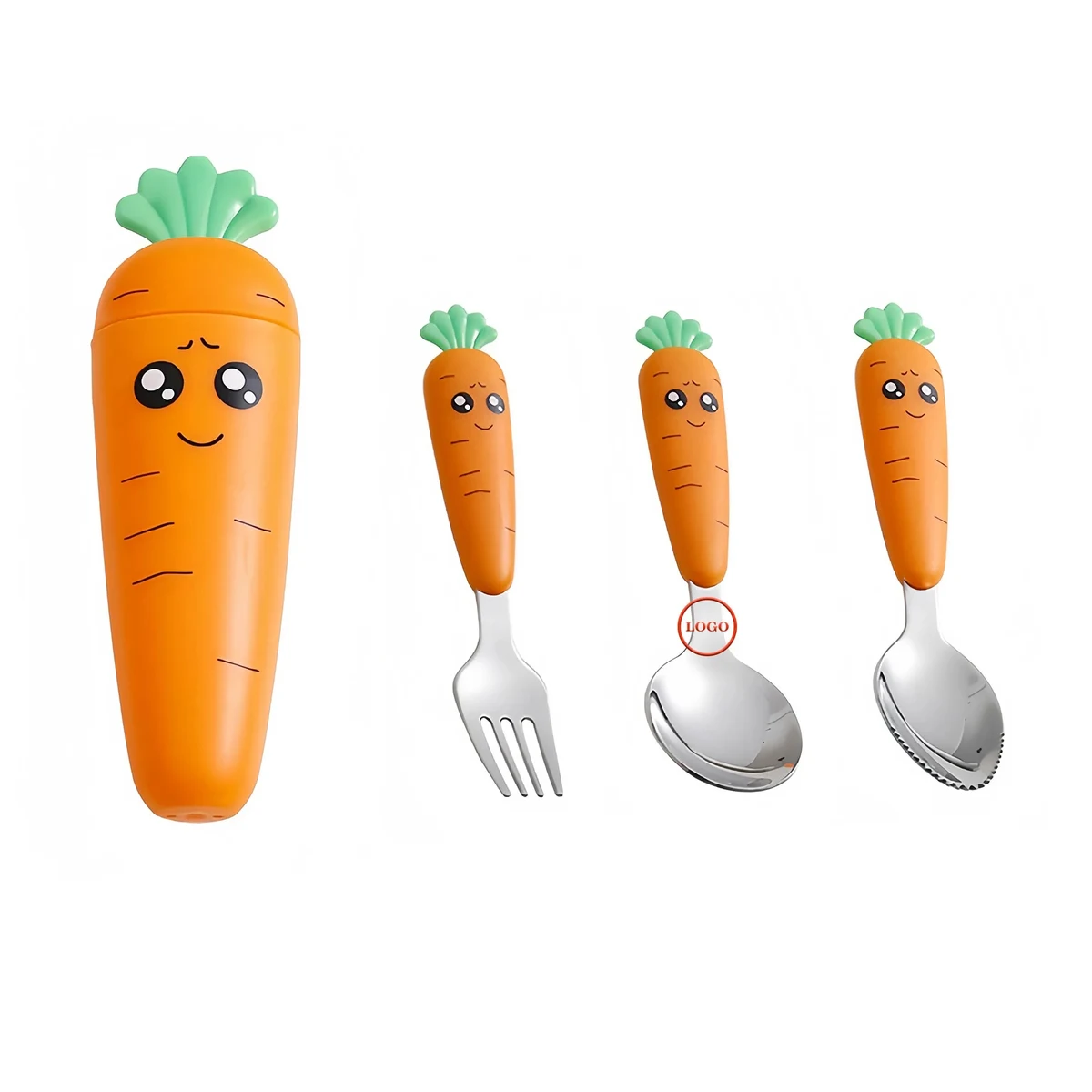 Cute Radish-Shaped Baby Stainless Steel Flatware Set 1
