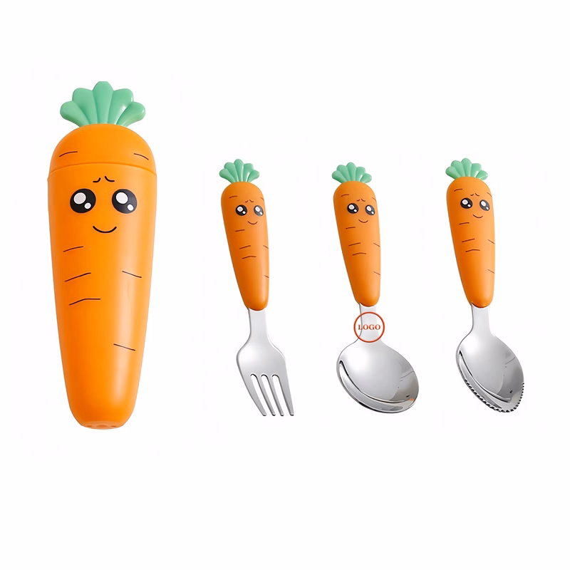 Cute Radish-Shaped Baby Stainless Steel Flatware Set