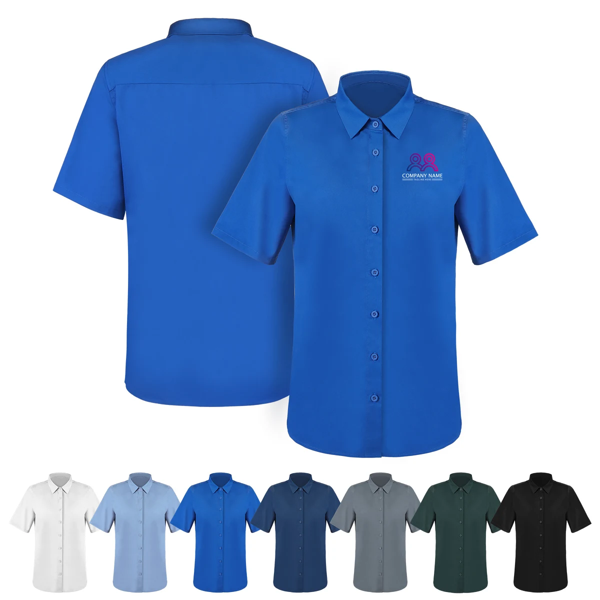 Women's Button Down Short Sleeve Twill Shirt 1