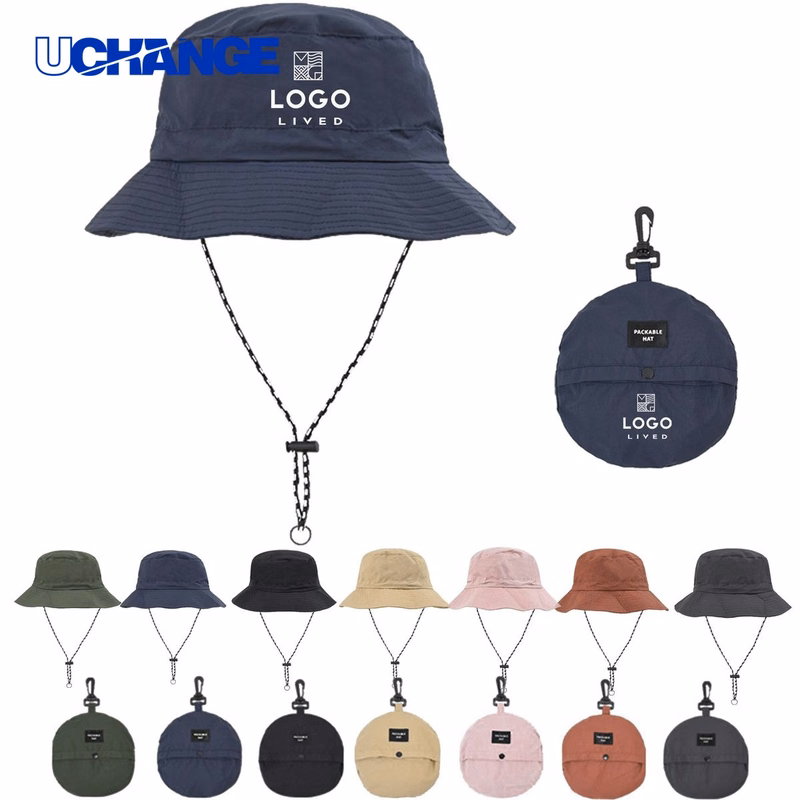 Foldable Sun Waterproof Bucket Hat with Chin Strap for Outdoor Use