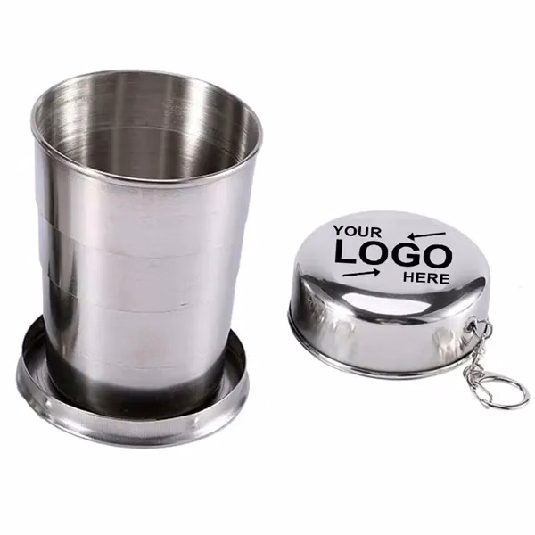 Custom 8.45 oz Stainless Steel Collapsible Camp Cup — Outdoor Adventure Vessel
