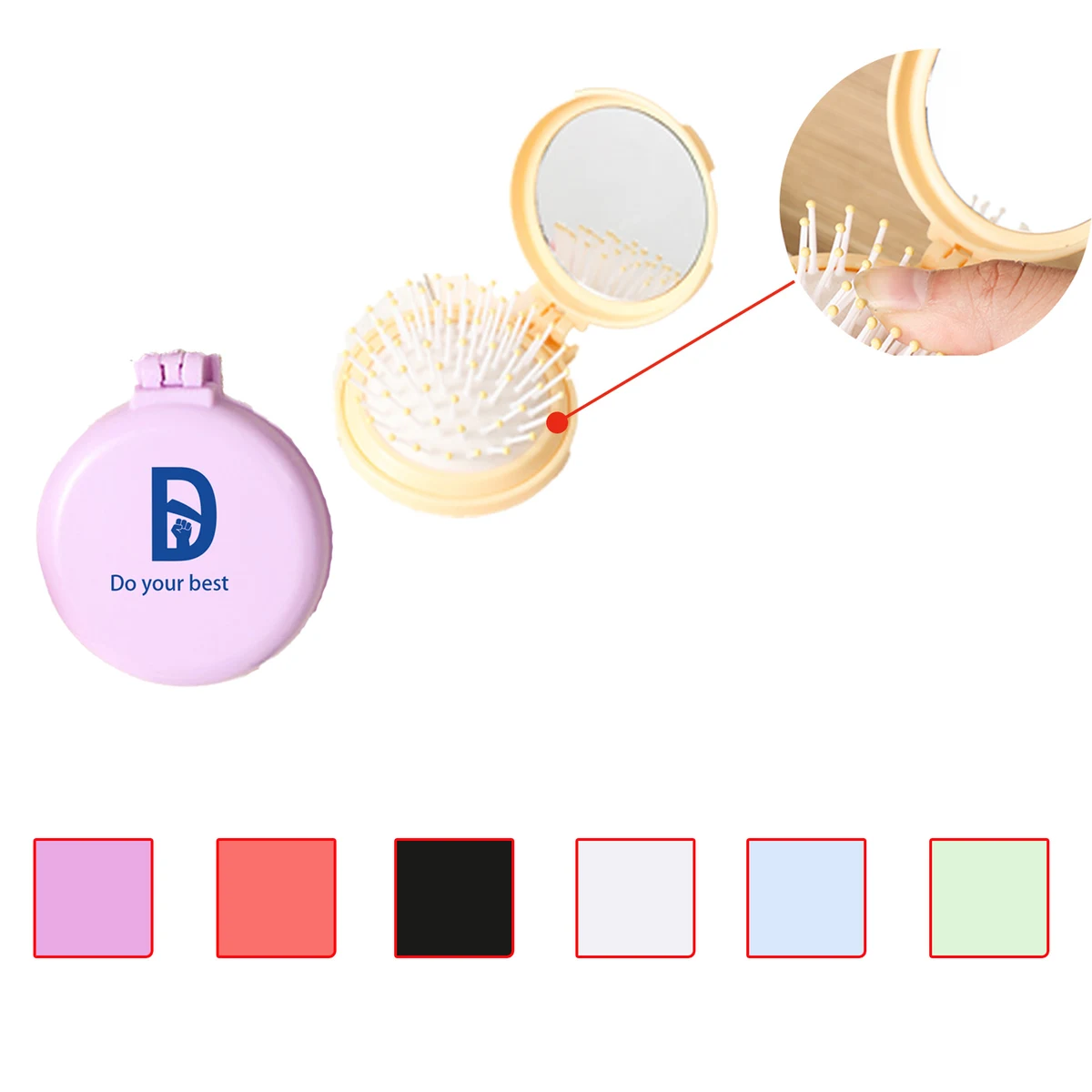 MOQ 50 Round Travel Pocket Comb with Mirror 1
