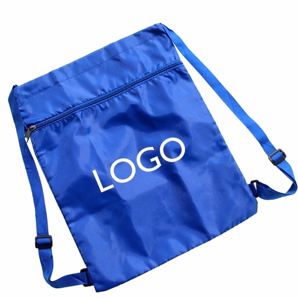 Front Zipper Drawstring Strap Bag