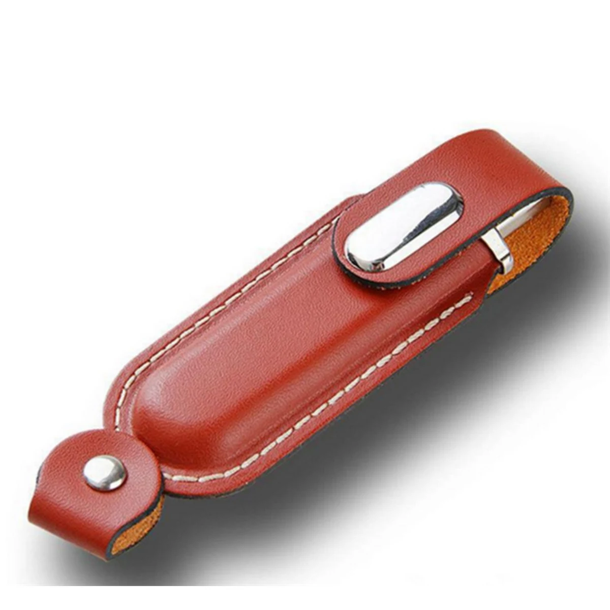Leather USB Drive with Snap Fastener and Keyloop 1