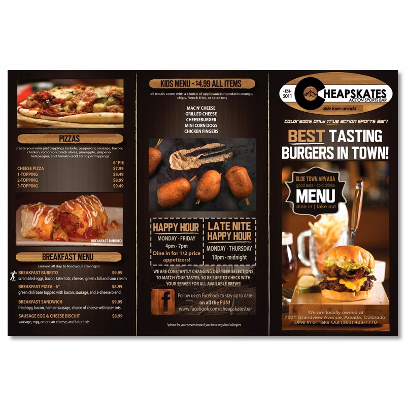 Menu, Tri-Fold Large (25" x 13")