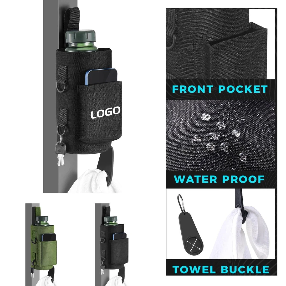 12 Inch Oxford Fabric Sports Flask Sleeve with Towel Holder, custom koozie with logo imprint 1
